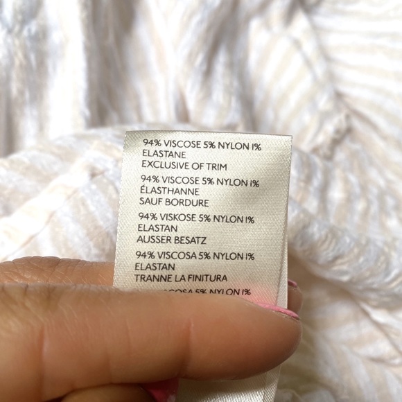 🐚 PILCRO ANTHROPOLOGY BOHO BEIGE WHITE STRIPE BELL SLEEVE LOOSE TOP! - Picture 8 of 9